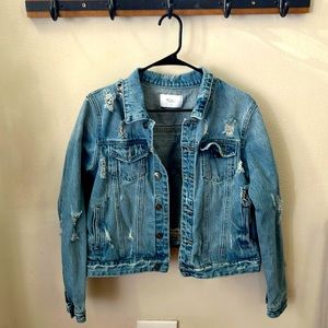 Kancan distressed, jean jacket.